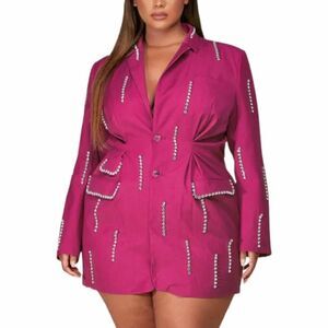 L'atiste by Amy Magenta Pink Rhinestone Blazer Dress Size L